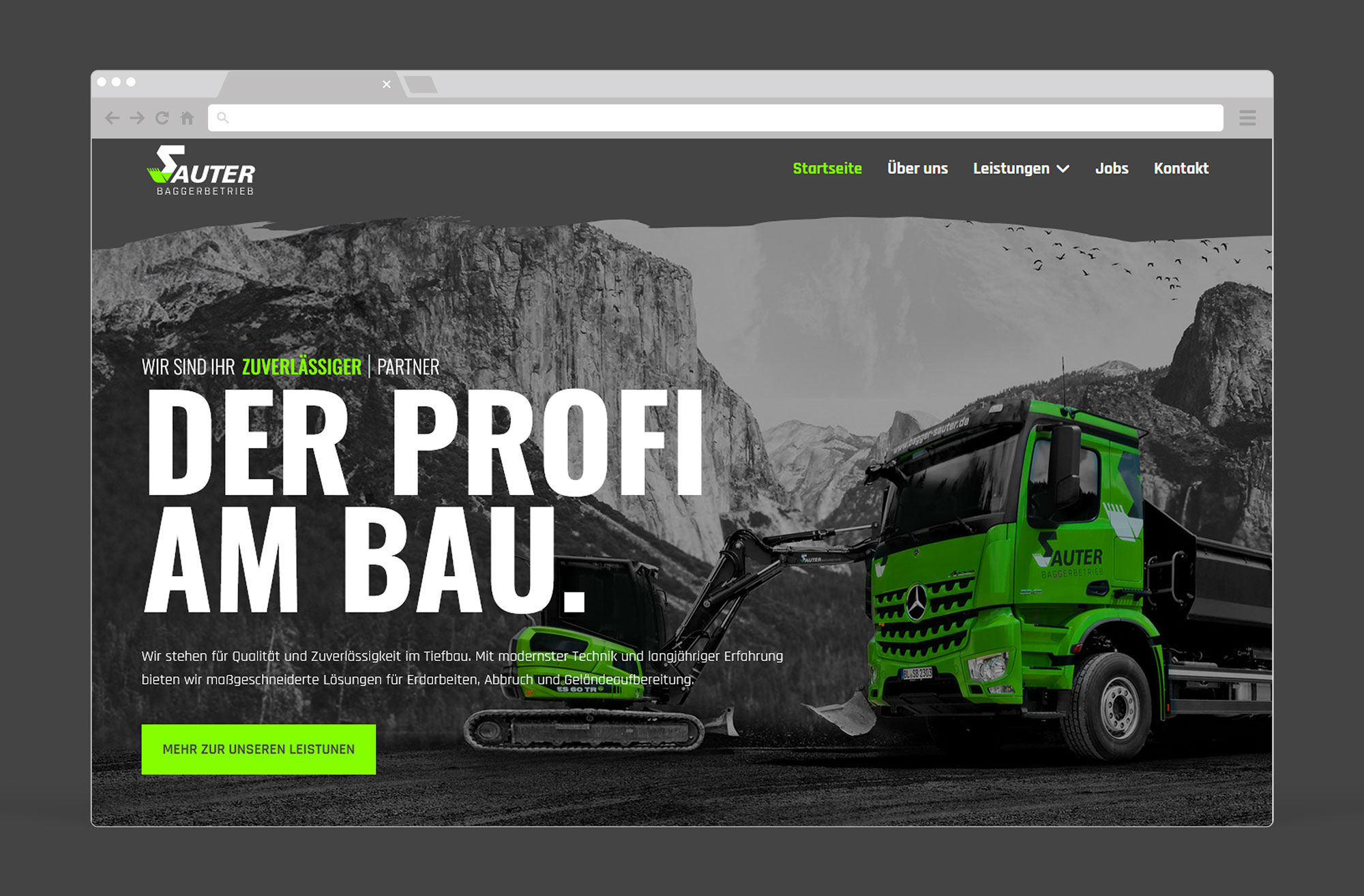 Webseite Screenshot Bagger Sauter